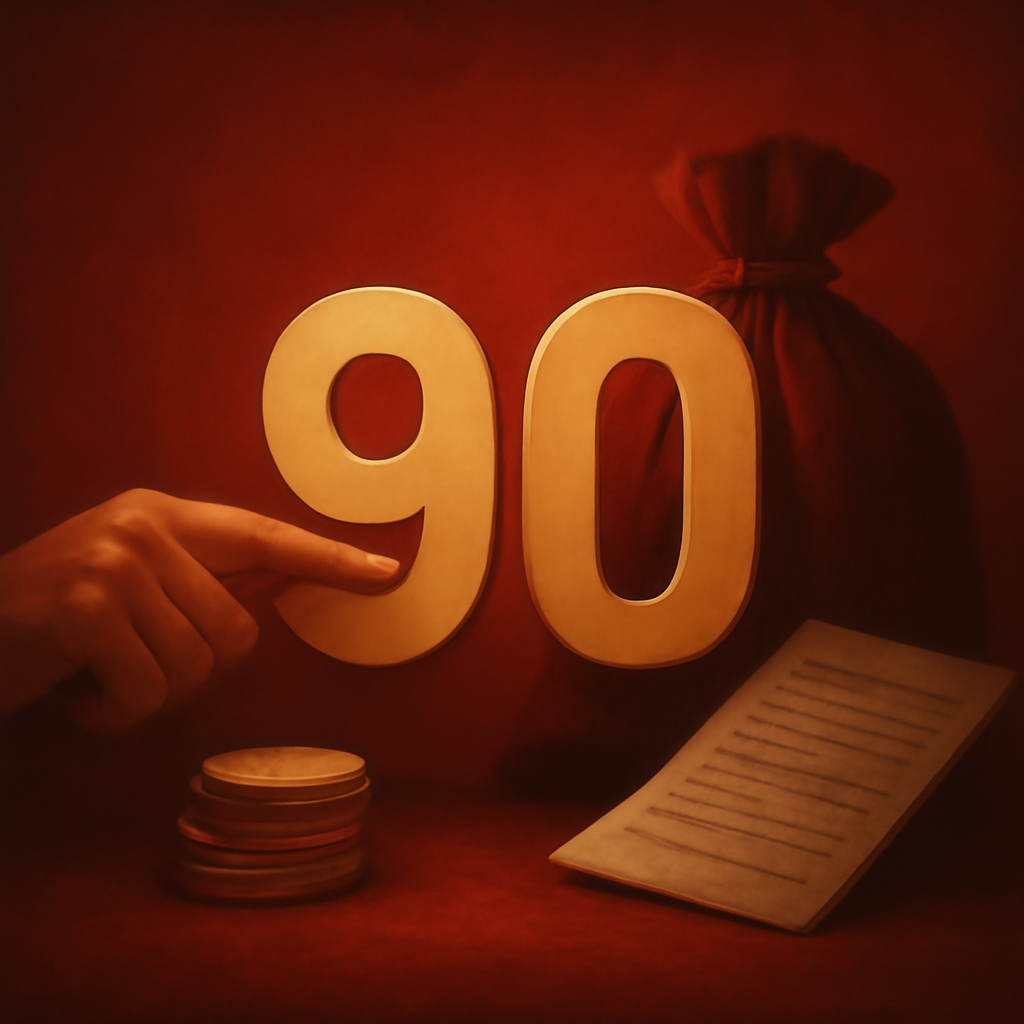 A badge design symbolizing the 90 Club Requirements for users.