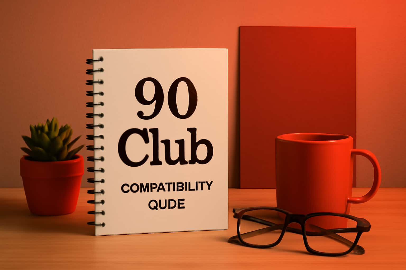 An informational scene illustrating the 90 Club Compatibility Guide with tech elements.