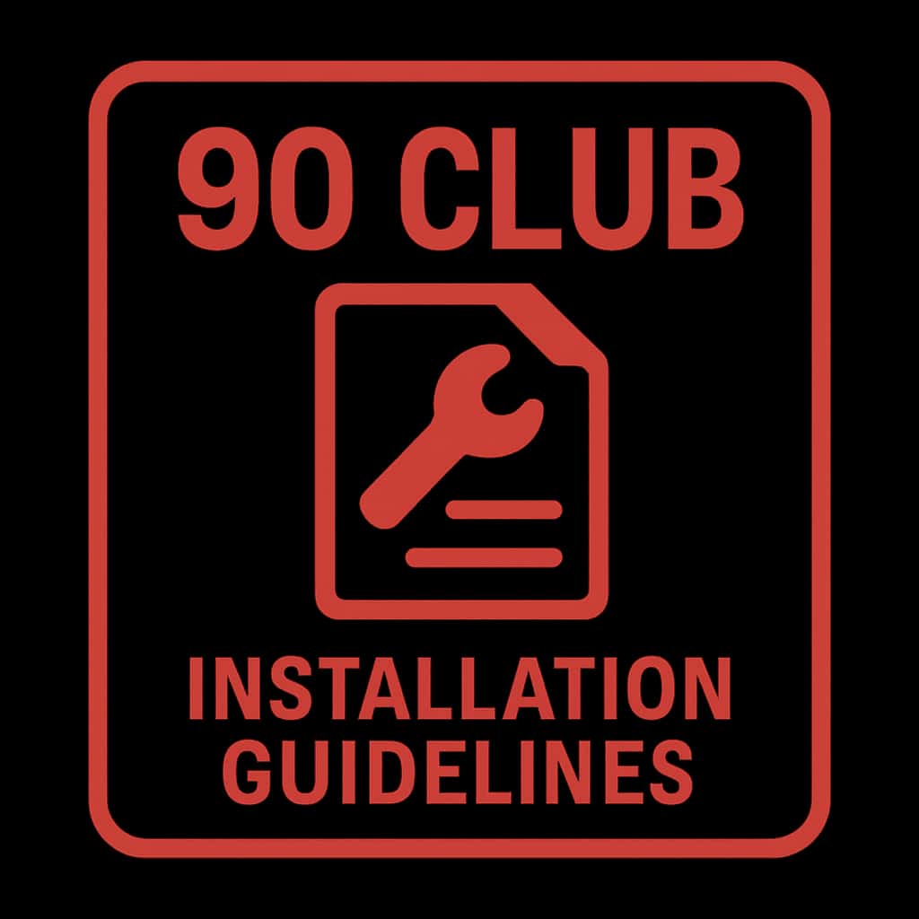 A badge representing the 90 Club Installation Guidelines.