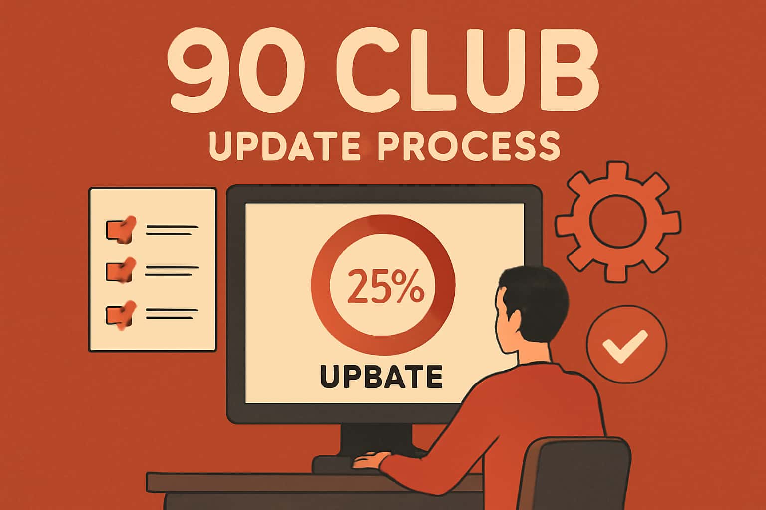 A visual representation of the 90 Club Update Process, highlighting the key steps and information related to updating the app.
