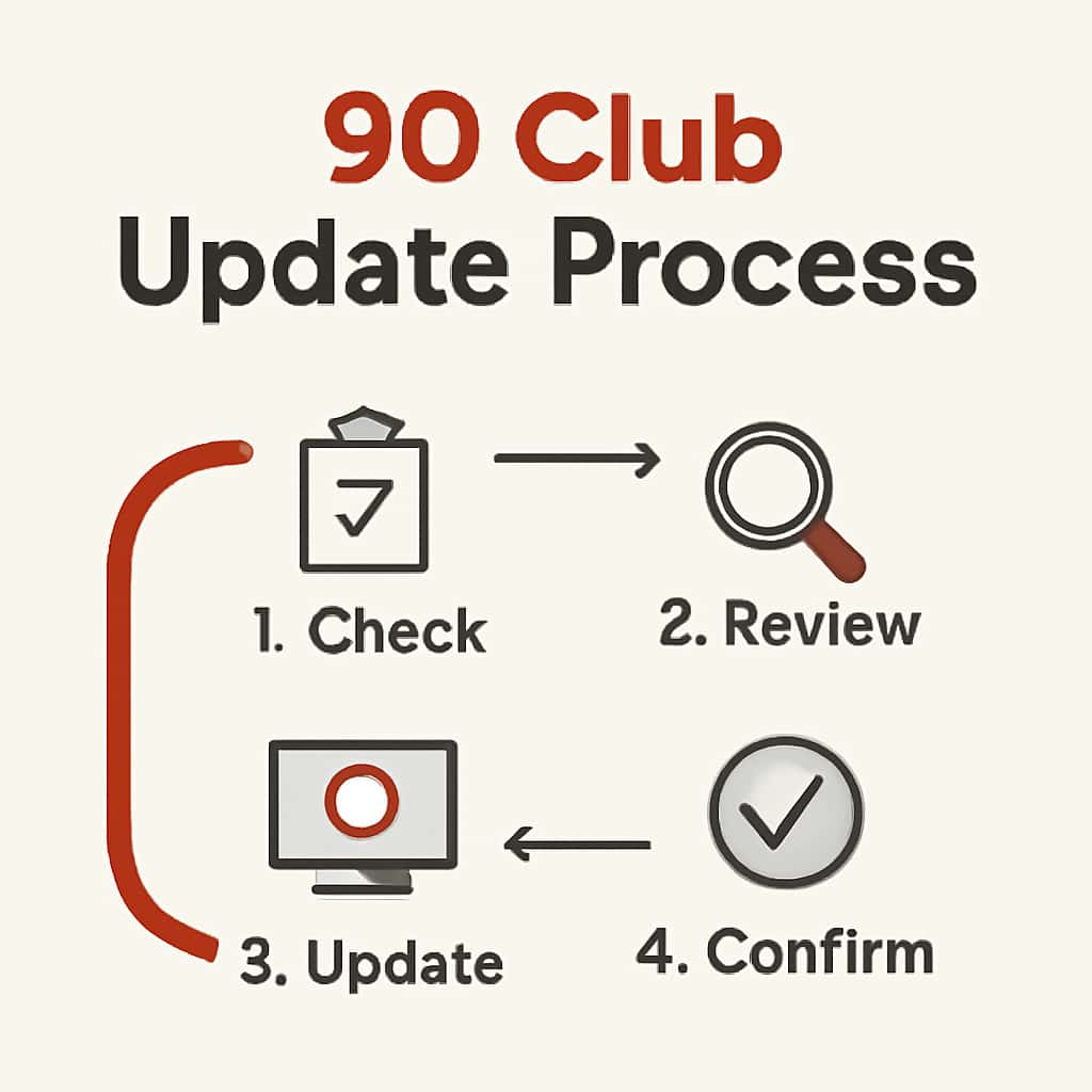 An educational diagram detailing the steps involved in the 90 Club Update Process.