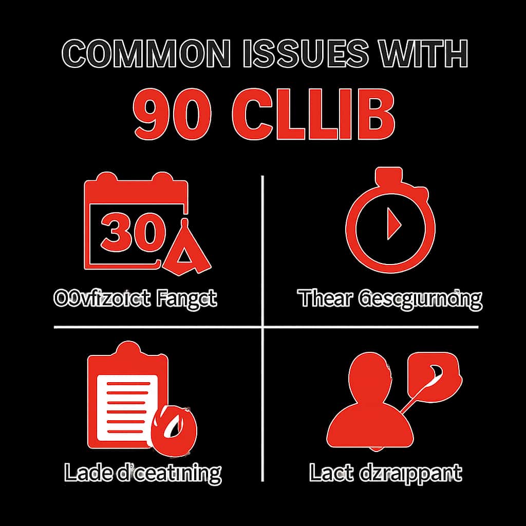An educational diagram detailing common issues faced with the 90 Club app.