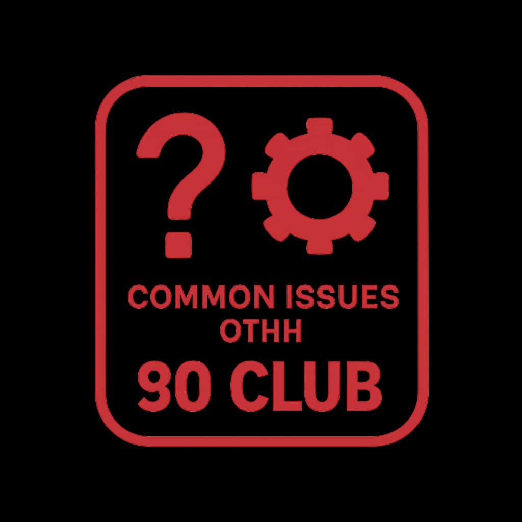 A clean icon representing common issues with the 90 Club app.