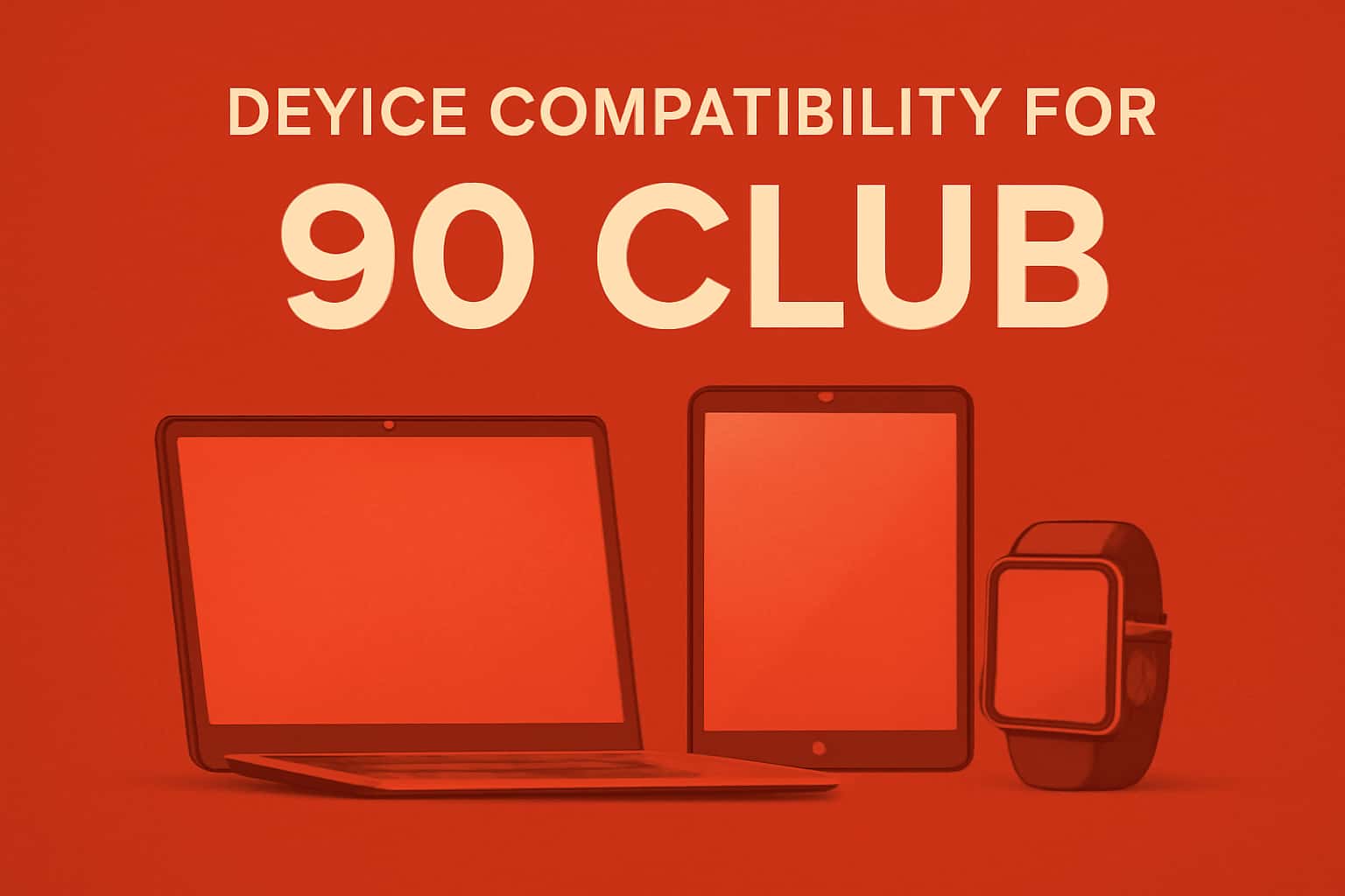 Informational graphic depicting device compatibility for the 90 Club app.