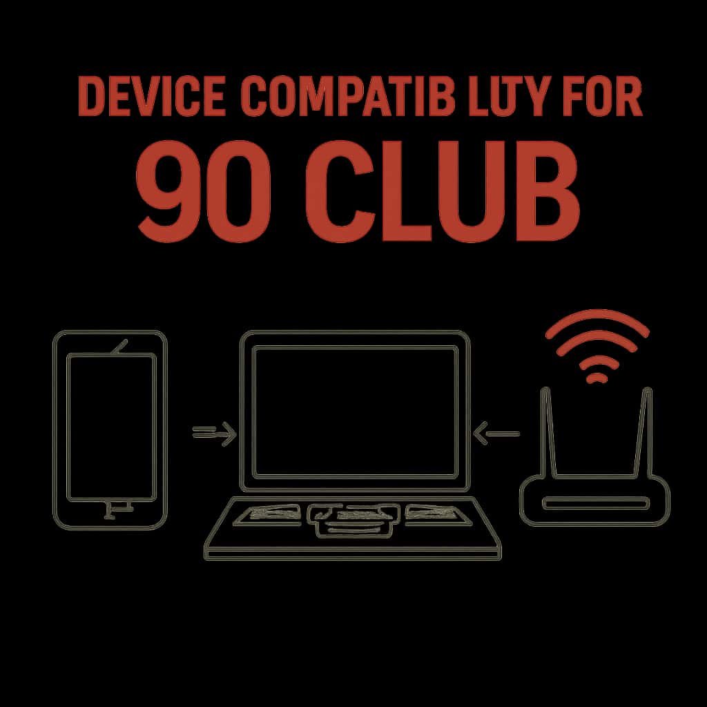 Diagram illustrating device compatibility requirements for the 90 Club app.