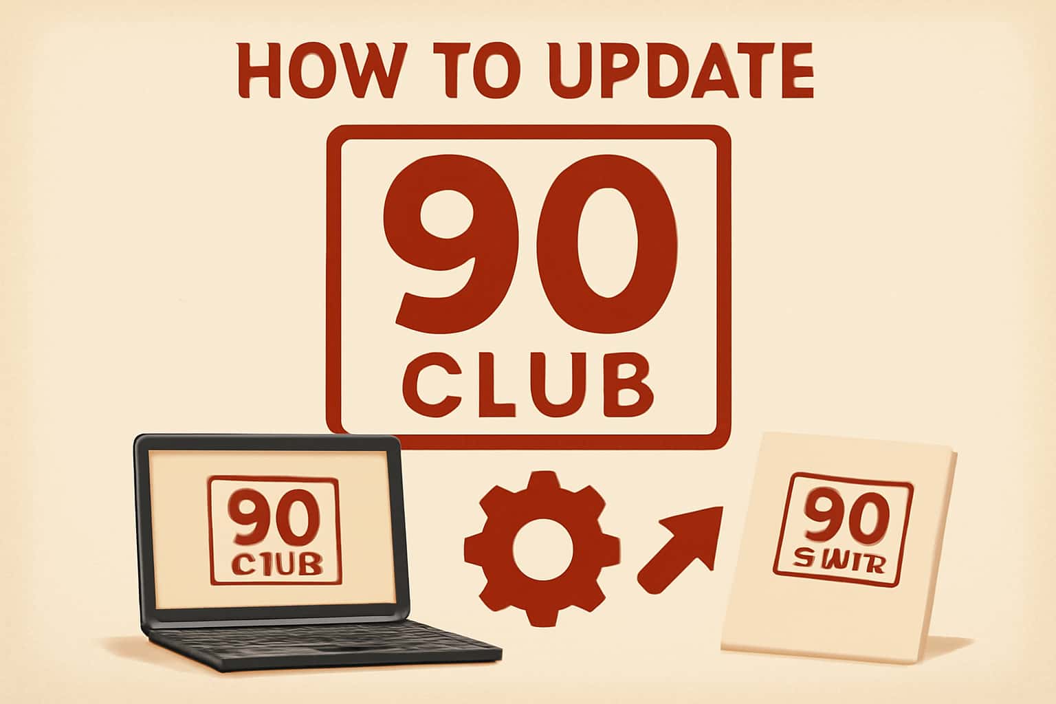 Informational scene illustrating updating the 90 Club app.