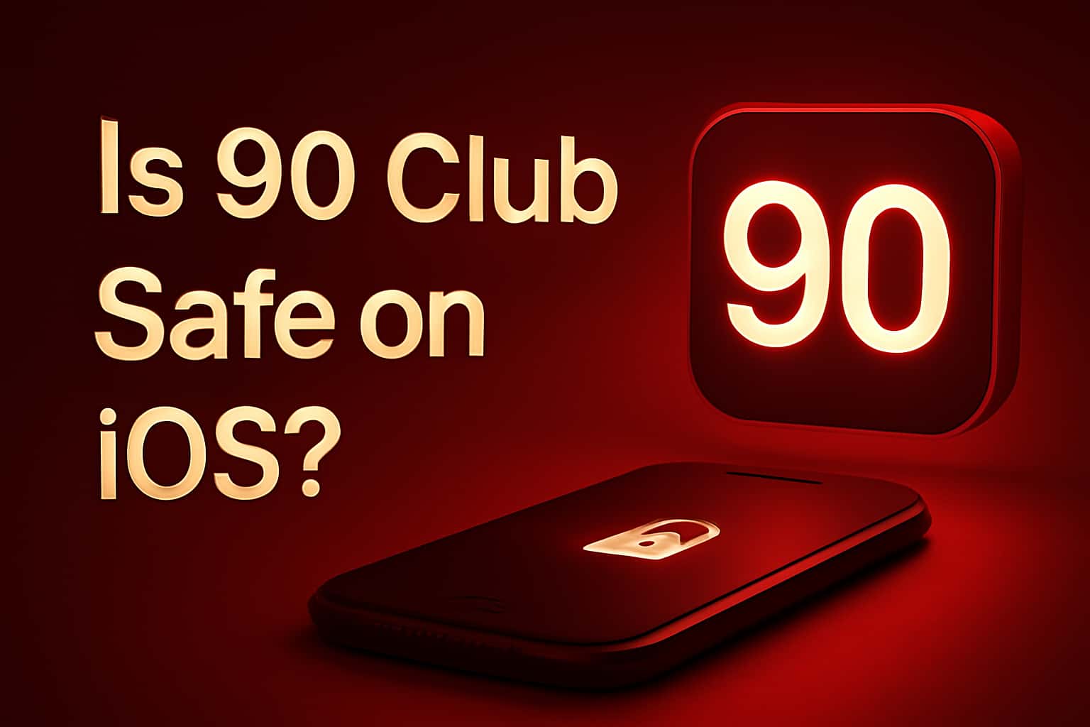 Informative graphic discussing the safety of the 90 Club app on iOS.