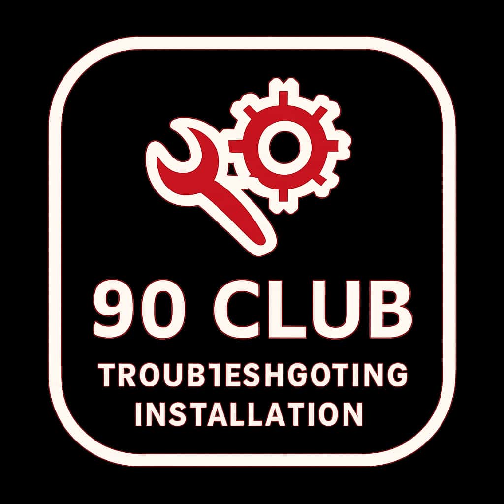 Icon representing the troubleshooting guide for 90 Club installation.