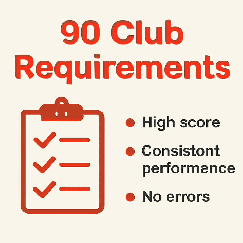 An educational diagram showing the 90 Club app requirements.